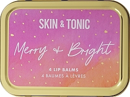 Kup Zestaw balsamów do ust w różowo-złotym pudełku - Skin&Tonic Merry&Bright (lip/balm/4x4,3g)
