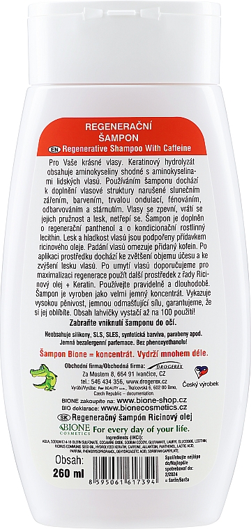 Regenerujący szampon do włosów zniszczonych - Bione Cosmetics Keratin + Castor Oil — Zdjęcie N4
