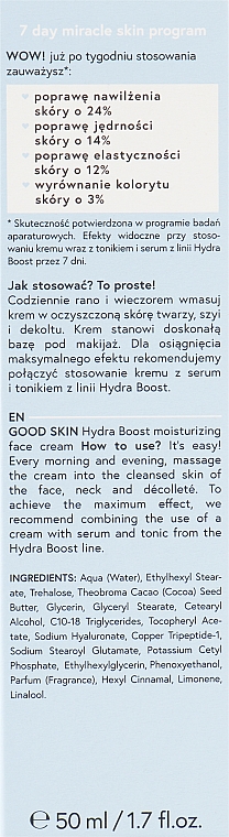 Krem nawilżający z kwasem hialuronowym - Bielenda Good Skin Hydra Boost Moisturizing Face Cream — Zdjęcie N3
