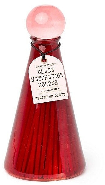 Bezpieczne zapałki do świec w szklanym, czerwonym słoju - Paddywax Glass Matchstick Holder Volcano Red — Zdjęcie N1