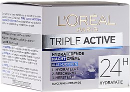 Nawilżający krem do twarzy na noc - L'Oreal Triple Active Hydrating Night Cream 24H For All Skin Types — Zdjęcie N1