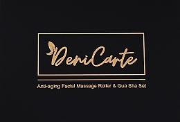 Zestaw do masażu, biały matowy jadeit - Deni Carte (massage/roller + gua/sha + box) — Zdjęcie N2