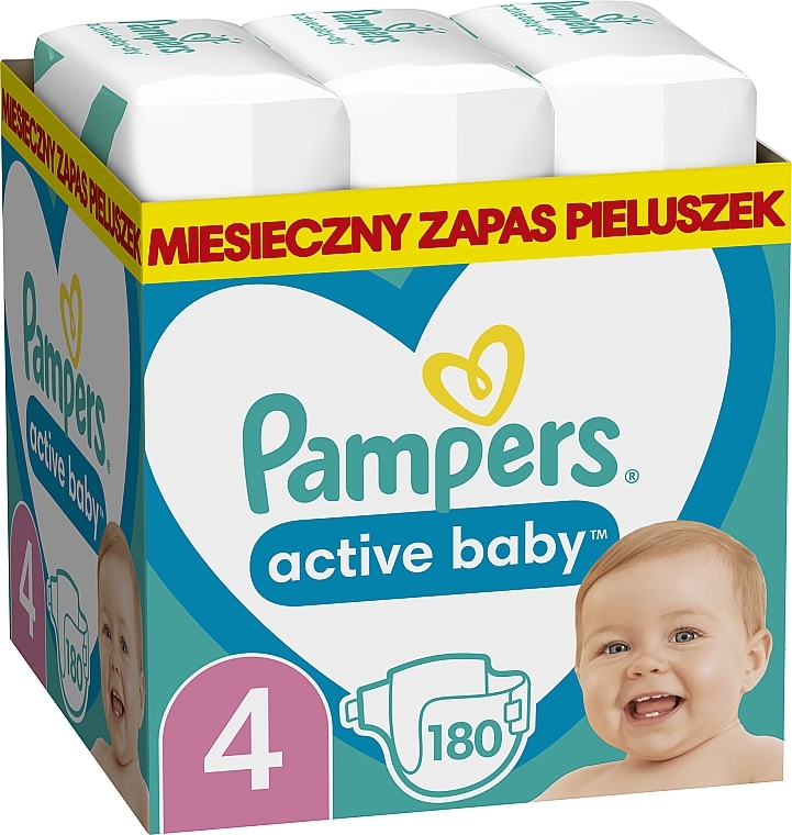 Pampers Active Baby Maxi 4 pieluchy (9-14 kg), 180 szt. - Pampers — Zdjęcie N1