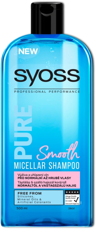 Micelarny szampon do włosów normalnych i gęstych - Syoss Pure Smooth Micellar Shampoo — Zdjęcie N1