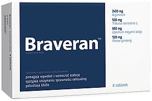 Suplement diety w tabletkach - Aflofarm Braveran — Zdjęcie N1