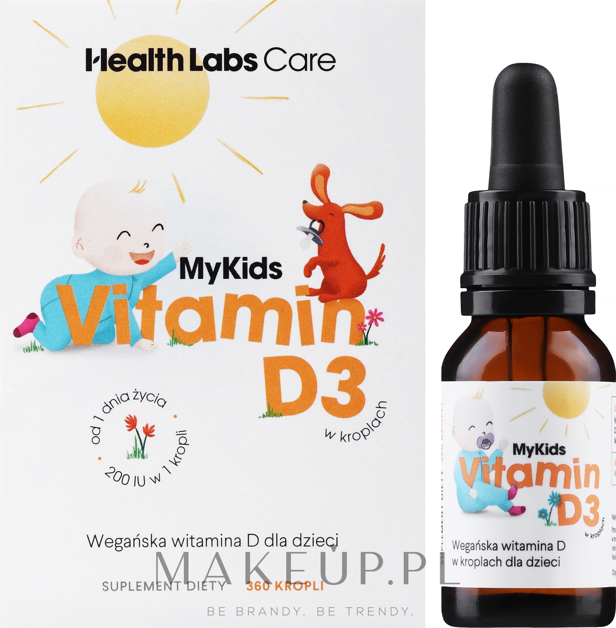 Suplement diety Wegańska witamina D w kroplach dla dzieci - Health Labs Care MyKids Vitamin D3 — Zdjęcie 9.7 ml