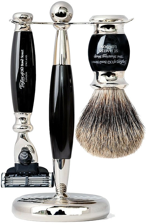 Zestaw do golenia - Taylor of Old Bond Street Pure Mach3 Edwardian Shaving Set (razor + shaving brush + stand) — Zdjęcie N1