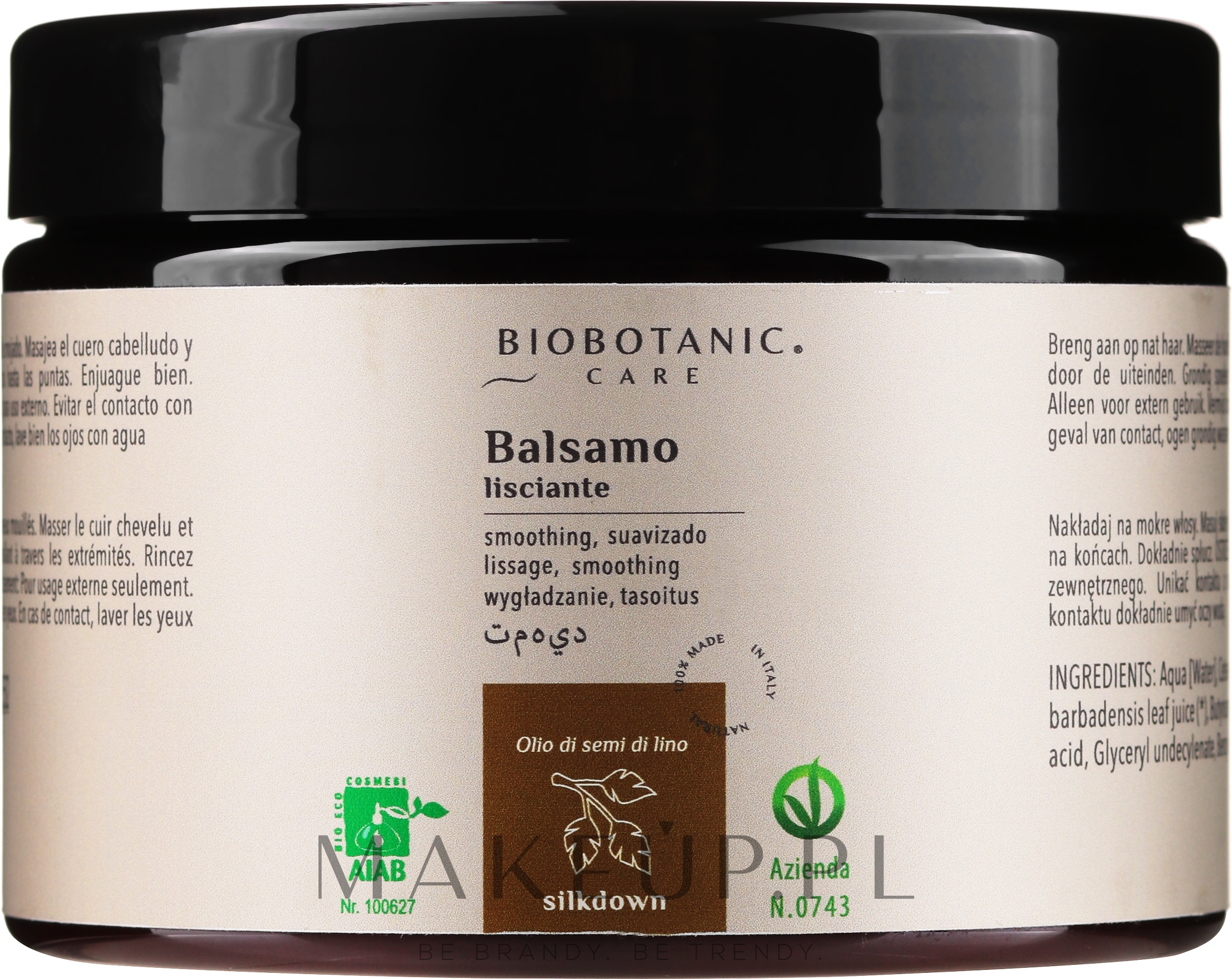 Wygładzający balsam do włosów z olejem lnianym - BioBotanic Silk Down Smoothing Balm — Zdjęcie 500 ml
