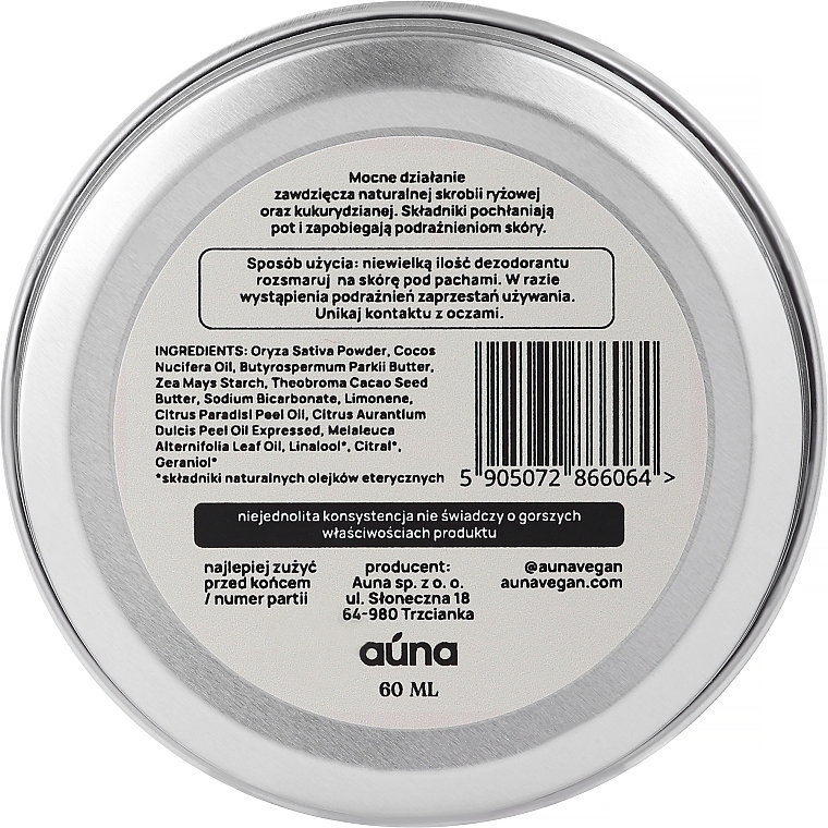 Naturalny dezodorant w kremie Cytrusy - Auna — Zdjęcie N2