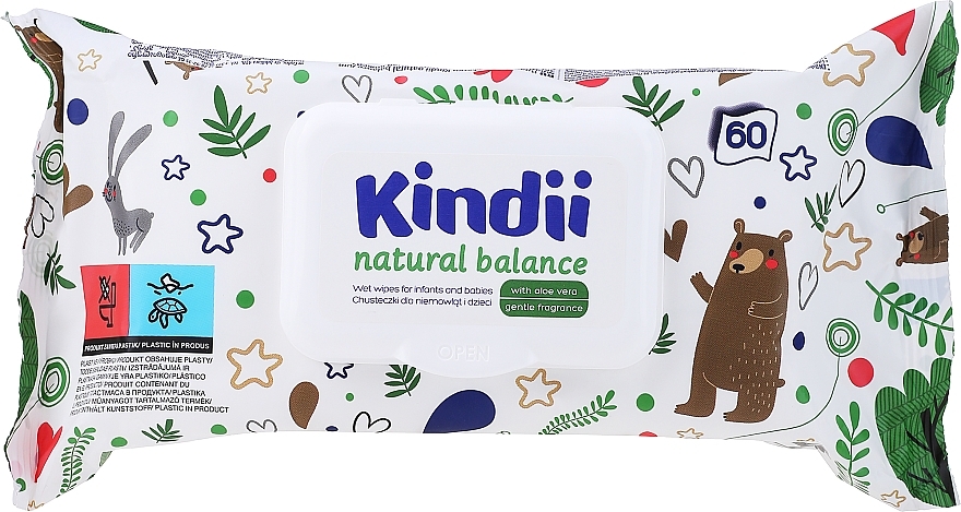 Nawilżane chusteczki dla dzieci i niemowląt - Kindii Natural Balance Cleanic