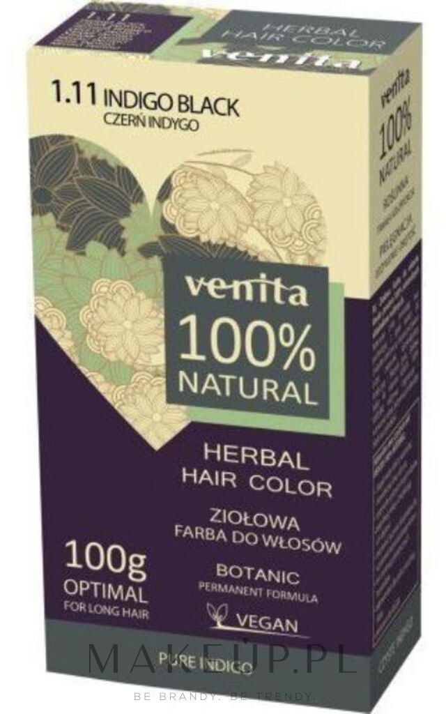 Ziołowa farba do włosów - Venita Natural Herbal Hair Color — Zdjęcie 1.11 - Indygo Black