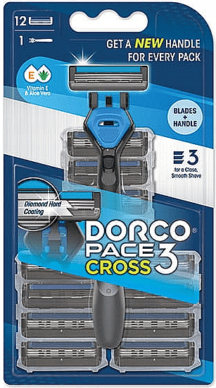 Maszynka do golenia, 12 wymiennych wkładów - Dorco Pace Cross 3 — Zdjęcie N1