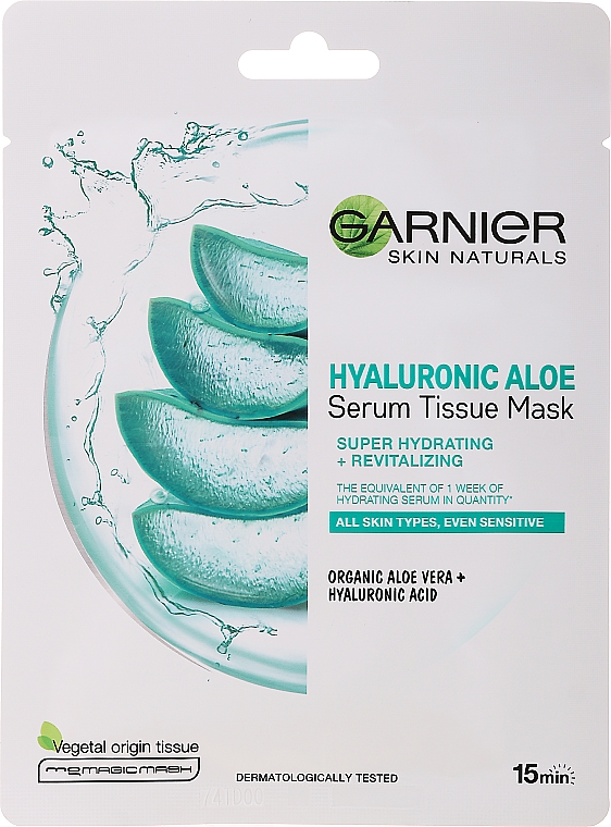 Nawilżająca maska w płachcie z aloesem i kwasem hialuronowym - Garnier Skin Naturals Hyaluronic Aloe Tissue Mask