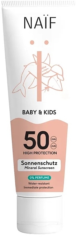 Ochrona przeciwsłoneczna dla niemowląt i dzieci - Naif Baby & Kids Sun Cream SPF50 0% Perfume — Zdjęcie N1