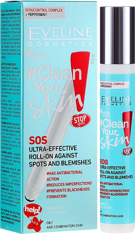 SOS Punktowy żel przeciw pryszczom i zaskórnikom - Eveline Cosmetics Clean Your Skin