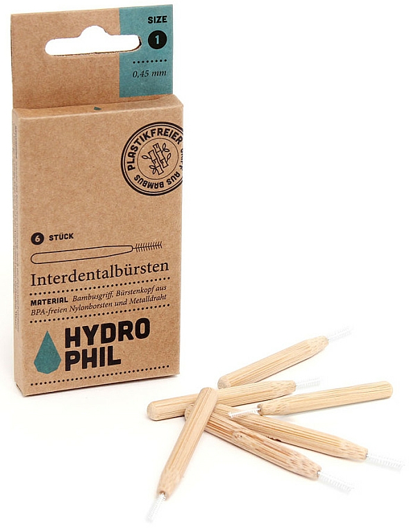 Bambusowe szczoteczki do czyszczenia przestrzeni międzyzębowych, 0,45 mm - Hydrophil Interdental Brushes Size 1 — Zdjęcie N1