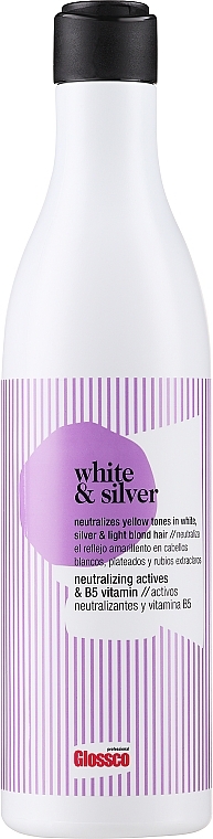 Szampon neutralizujące żółte tony na włosach siwych i blond - Glossco Treatment White & Silver Shampoo