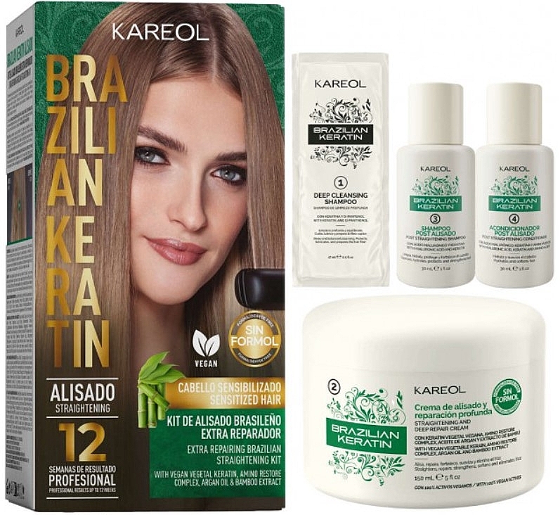 Zestaw do prostowania włosów cienkich - Kareol Brazilian Keratin — Zdjęcie N1