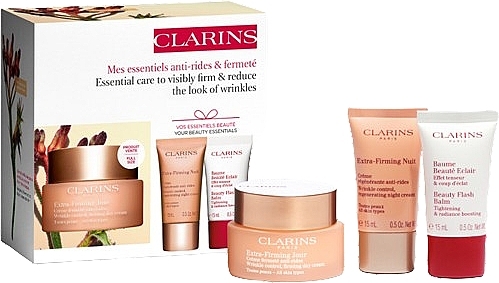 Zestaw - Clarins Firming & Anti-Wrinkle Essentials Set (d/cr/50ml + n/cr/15ml + b/balm/15ml) — Zdjęcie N1