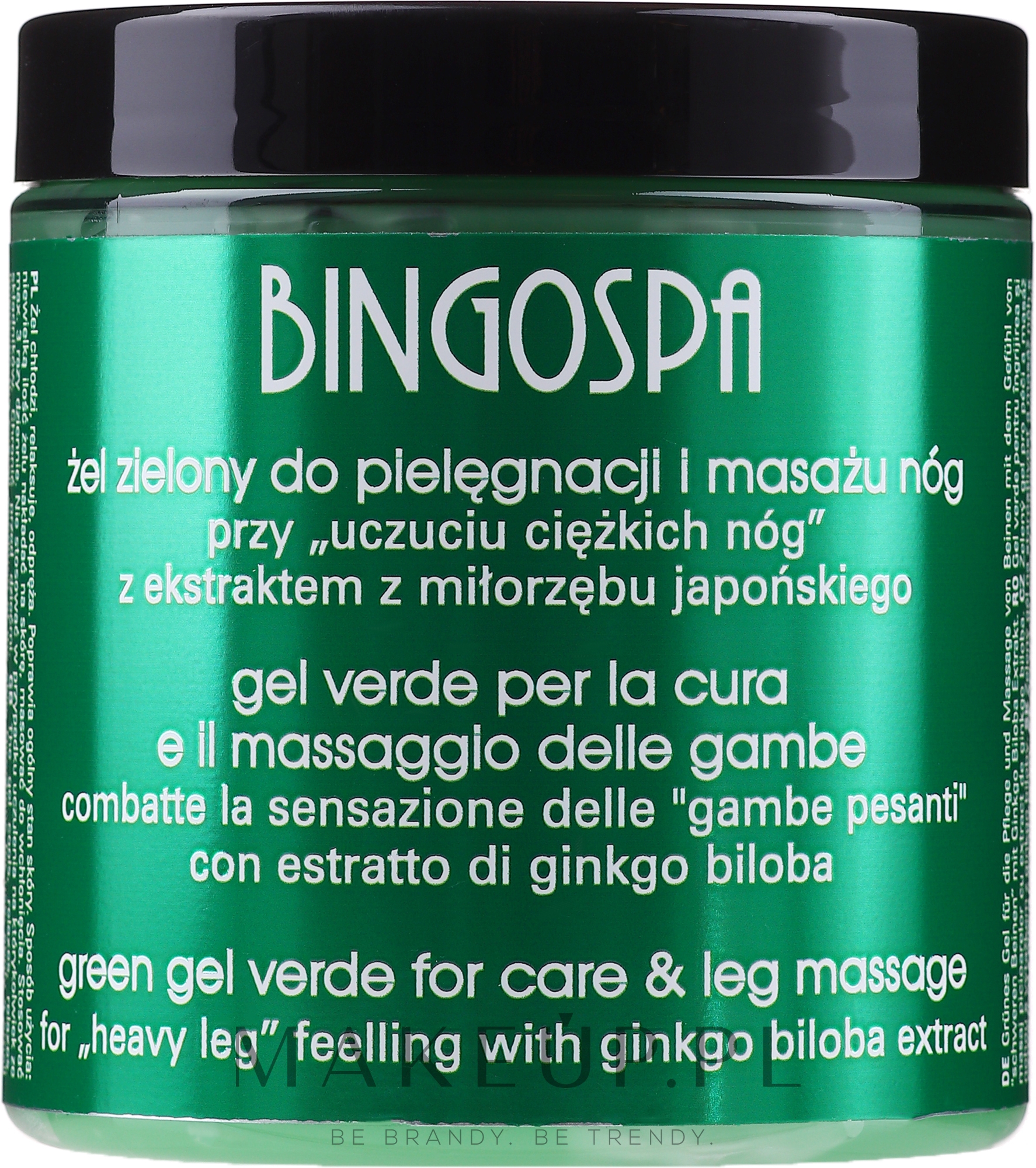 Zielony żel do masażu nóg wzbogacony ekstraktem z miłorzębu japońskiego - BingoSpa Fitness Green Gel For Massage — Zdjęcie 250 g