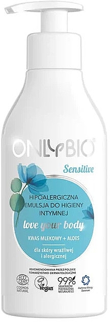 Hipoalergiczna emulsja do higieny intymnej do skóry wrażliwej i alergicznej - Only Bio Sensitive Hypoallergenic Intimate Hygiene Emulsion — Zdjęcie N1