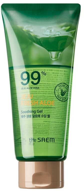 Kojący żel aloesowy do twarzy, ciała i paznokci - The Saem Jeju Fresh Aloe Soothing Gel 99% (tubka)