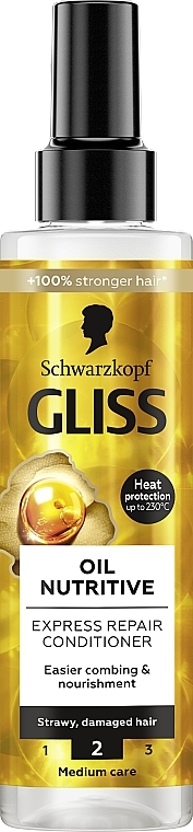 Ekspresowa odżywka regeneracyjna do włosów podatnych na rozdwajanie - Gliss Kur Hair Repair Oil Nutritive Conditioner  — Zdjęcie N1
