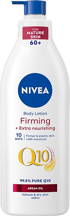 Balsam do ciała z pompką Ujędrnienie + odżywienie - NIVEA Q10 Firming + Extra Nourishing Plus Argan Oil Body Lotion — Zdjęcie N1