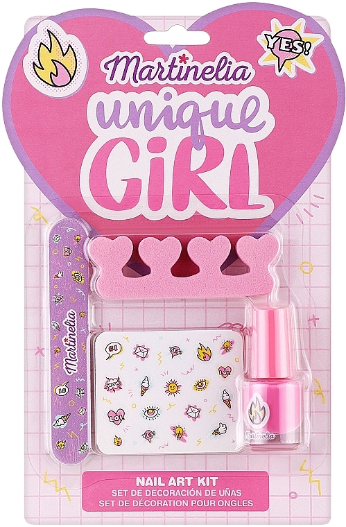 Zestaw do paznokci - Martinelia Unique Girl Nail Art Kit (n/polish/4 ml + toe/separ/1 pcs + n/file/1 pcs + n/stickers) — Zdjęcie N1