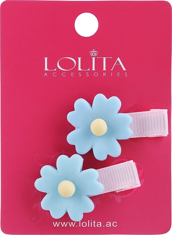 Spinka do włosów z kwiatkiem, niebieska 2 - Lolita Accessories — Zdjęcie N1