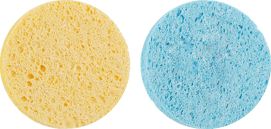 Gąbka do mycia 2 w 1, żółta i niebieska - Puffic Fashion PF-04 — Zdjęcie N1