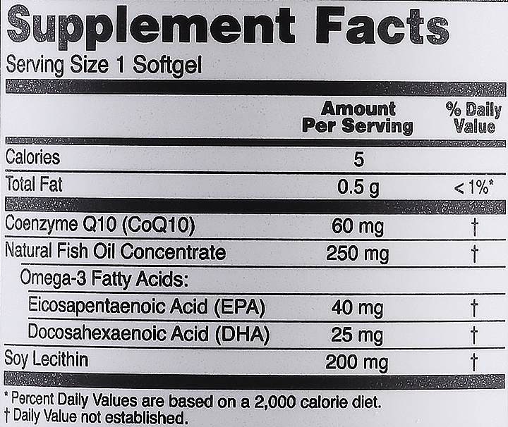 Koenzym Q10, 60 mg, 60 kapsułek żelatynowych - Now Foods CoQ10 With Omega-3 — Zdjęcie N3