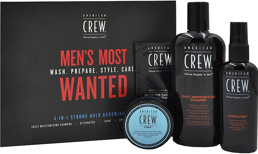 Zestaw - American Crew Men's Most Wanted (shm 250 ml + cr 50 g + spray 100 ml + balm 7,4ml) — Zdjęcie N1