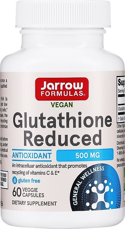Suplement diety Glutation - Jarrow Formulas Glutathione Reduced 500mg — Zdjęcie N1