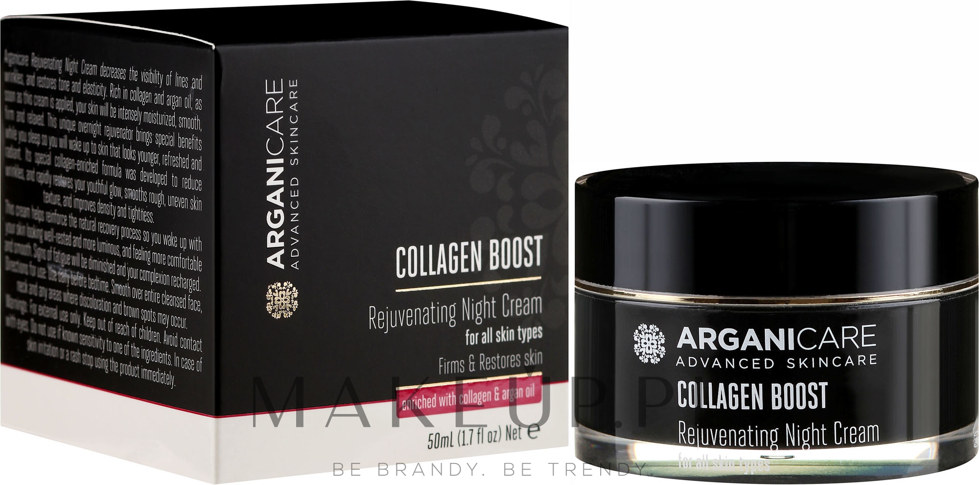 Odmładzający krem do twarzy na noc - Arganicare Collagen Boost Rejuvenating Night Cream — Zdjęcie 50 ml