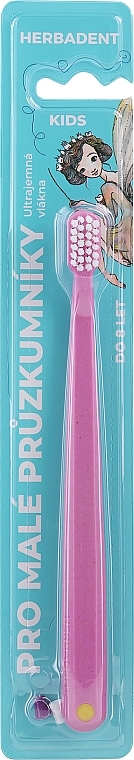 Szczoteczka do zębów dla dzieci, ultra miękka, do 8 lat, różowa - Herbadent Kids Toothbrush  — Zdjęcie N1