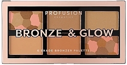 Paleta do makijażu twarzy - Profusion Cosmetics Bronze & Glow 6 Shade Bronzer Palette — Zdjęcie N1