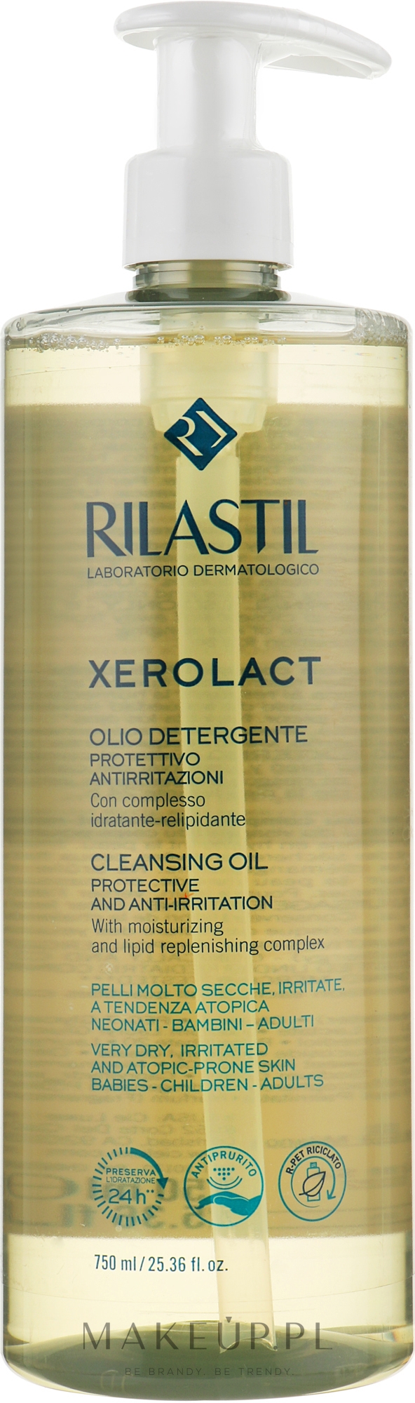 Oczyszczający olejek do twarzy i ciała do skóry bardzo suchej, podrażnionej i atopowej - Rilastil Xerolact Cleansing Oil — Zdjęcie 750 ml