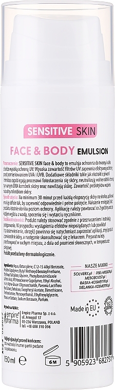 Emulsja po opalaniu do twarzy i ciała - Solverx Sensitive Skin SPF50 — Zdjęcie N2