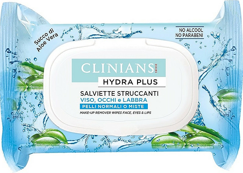 Chusteczki nawilżane do twarzy - Clinians Hydra Plus Facial Cleansing Wipes With Minerals Ant White Tea Basic System — Zdjęcie N1