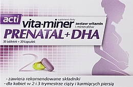 Suplement diety - Aflofarm Acti Vita-Miner Prenatal + DHA — Zdjęcie N1