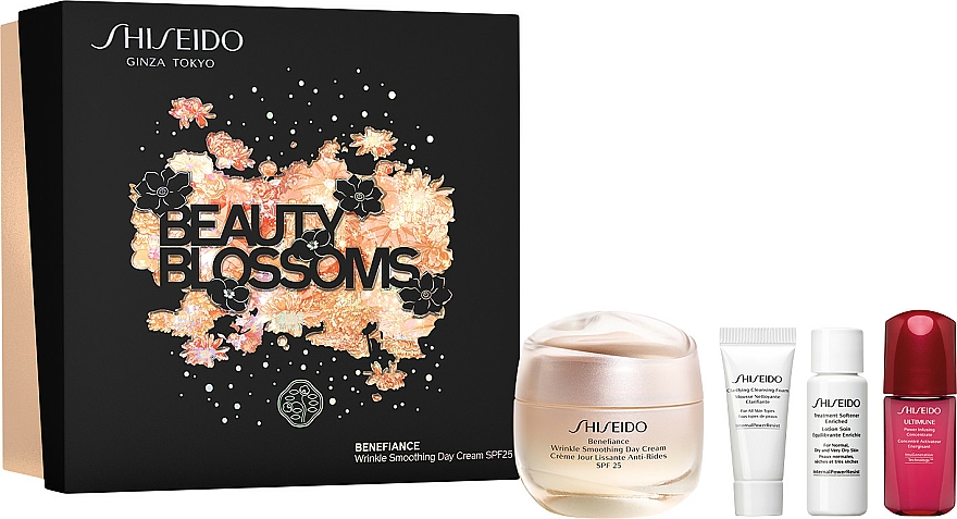 Zestaw do twarzy - Shiseido Beauty Blossoms Benefiance (cr 50 ml + foam 5 ml + lot 7 ml + conc 10 ml) — Zdjęcie N1