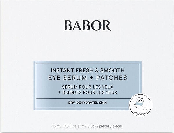 Zestaw - Babor Instant Fresh & Smooth Eye Serum + Patches — Zdjęcie N1