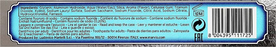 Pasta do zębów z ksylitolem Morska mięta - Marvis Aquatic Mint + Xylitol — Zdjęcie N3