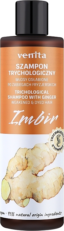 Trychologiczny szampon do włosów osłabionych po zabiegach fryzjerskich z imbirem - Venita Shampoo With Ginger — Zdjęcie N1