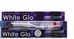 Kup Zestaw: wybielająca pasta do zębów 2 w 1 z płynem do płukania jamy ustnej + fioletowa szczoteczka - White Glo 2in1 Whitening Toothpaste With Mouthwash (toothpaste/100ml + toothbrush)