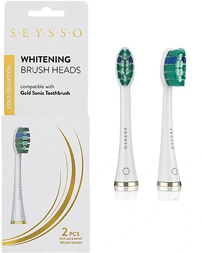 Wymienna główka szczoteczki do zębów, 2 szt. - SEYSSO Gold Whitening Brush Heads White — Zdjęcie N1