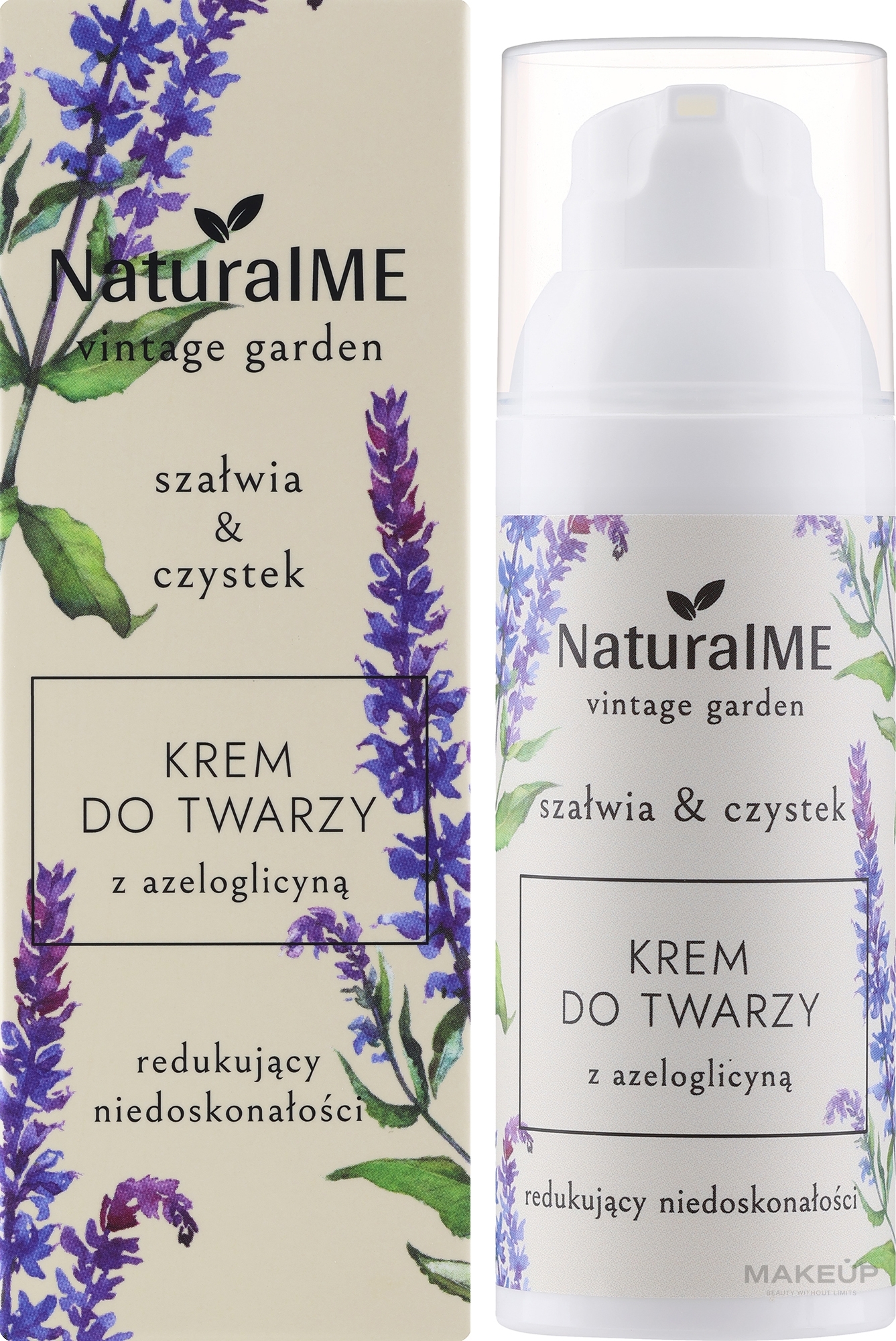 Krem do twarzy redukujący niedoskonałości na dzień z azeloglicyną - NaturalME Vintage Garden Sage & Cistus Reducing Imperfections Cream With Azeloglycine — Zdjęcie 50 ml