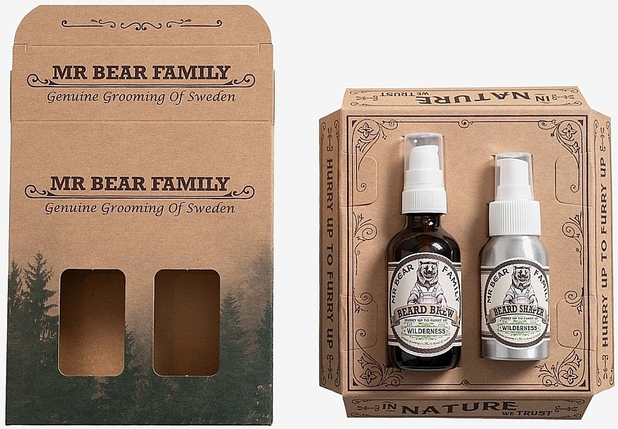 Zestaw - Mr Bear Family Beard Wilderness Kit (fluid/60 ml + balm/50 ml) — Zdjęcie N1