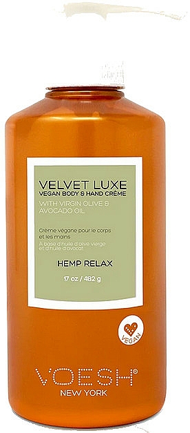 Kojący krem do rąk i ciała z olejem konopnym - Voesh Velvet Lux Vegan Hand & Body Creme Hemp Relax — Zdjęcie N2